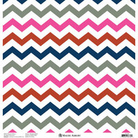 Anna Griffin - Gabbie Collection - 12 x 12 Silver Foiled Paper - Zig Zag Pink