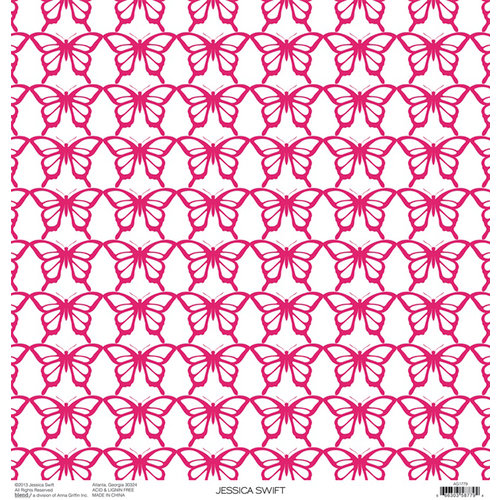 Anna Griffin - Blomma Collection - 12 x 12 Pink Foiled Paper - Butterflies