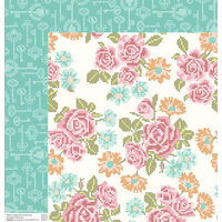 Anna Griffin - Hope Chest Collection - 12 x 12 Double Sided Paper - Cross-Stitch Roses White