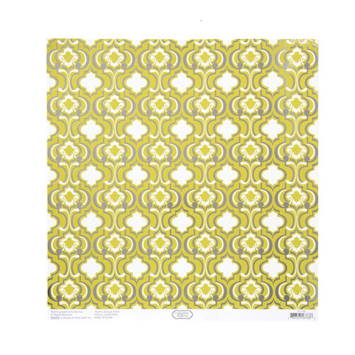 Anna Griffin - Hope Chest Collection - 12 x 12 Silver Foiled Paper - Quatrefoil Green