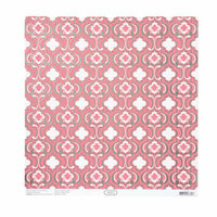 Anna Griffin - Hope Chest Collection - 12 x 12 Silver Foiled Paper - Quatrefoil Pink