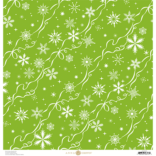 Anna Griffin - Christmas Kitsch Collection - 12 x 12 Paper - Ribbon Snowflakes