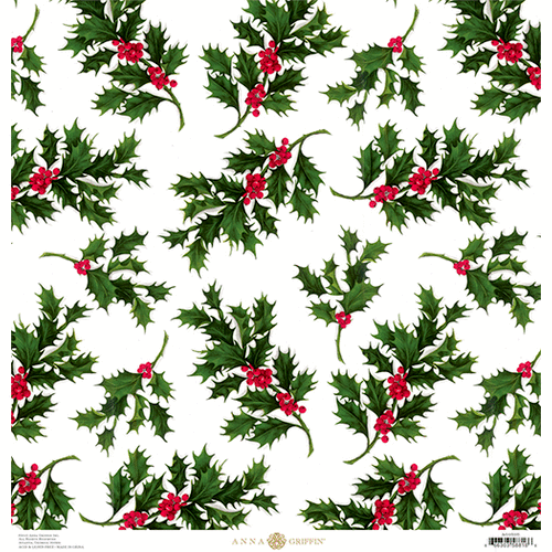 Anna Griffin - Emerald Forest Collection - Christmas - 12 x 12 Paper - Large Holly
