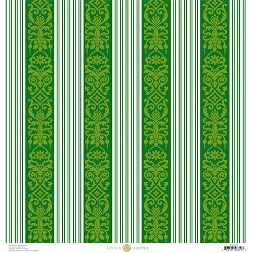 Anna Griffin - Emerald Forest Collection - Christmas - 12 x 12 Paper - Ribbon Stripes