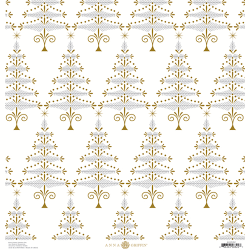 Anna Griffin - Winter Wonderland Collection - Christmas - 12 x 12 Paper - Christmas Trees
