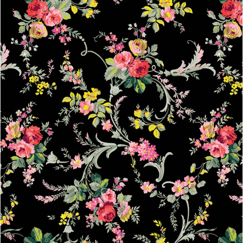 Anna Griffin - Grace Collection - 12 x 12 Paper - Scroll Floral Black