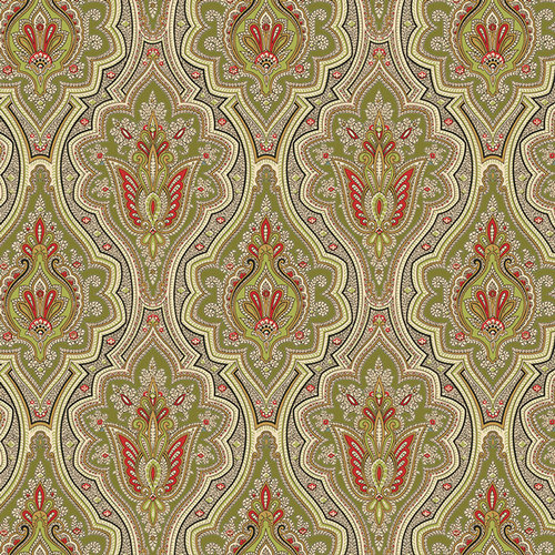 Anna Griffin - Masculine Collection - 12 x 12 Paper - Green Paisley