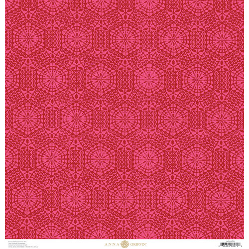 Anna Griffin - Juliet Collection - 12 x 12 Paper - Lace - Hot Pink