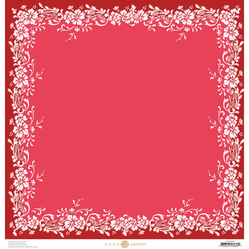 Anna Griffin - Juliet Collection - 12 x 12 Paper - Printed Border - Red