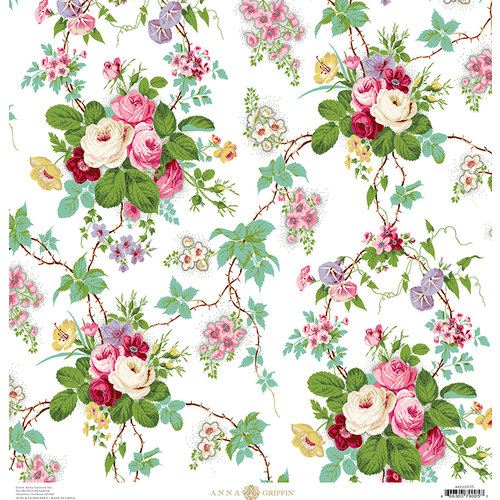 Anna Griffin - Fancy French Collection - 12 x 12 Paper - Floral - White