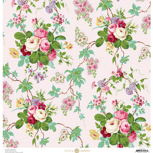 Anna Griffin - Fancy French Collection - 12 x 12 Paper - Floral - Pink