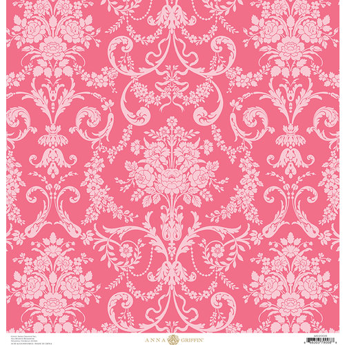 Anna Griffin - Fancy French Collection - 12 x 12 Paper - Damask - Pink