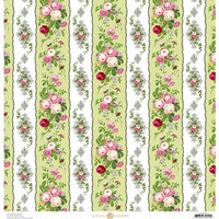 Anna Griffin - Fancy French Collection - 12 x 12 Paper - Floral Stripe - Green