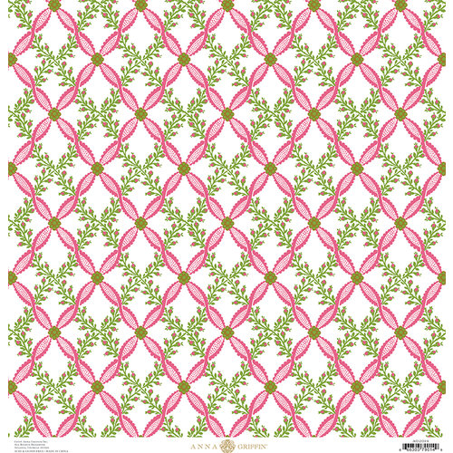 Anna Griffin - Fancy French Collection - 12 x 12 Paper - Harlequin Vine - Pink