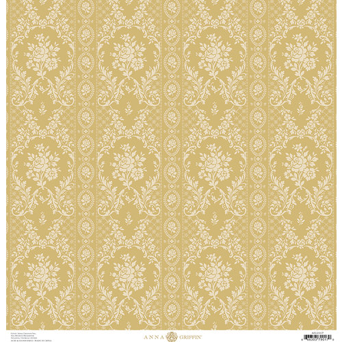 Anna Griffin - Fancy French Collection - 12 x 12 Paper - Brocade Stripe - Gold