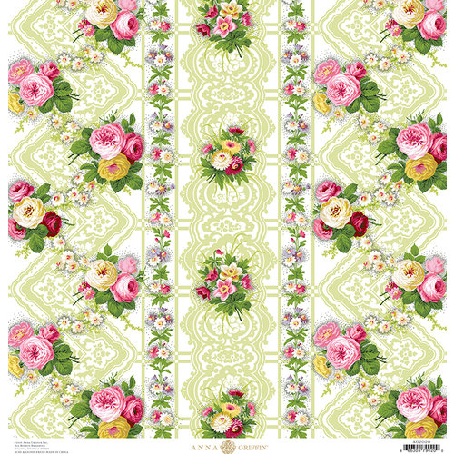 Anna Griffin - Fancy French Collection - 12 x 12 Paper - Floral - Green