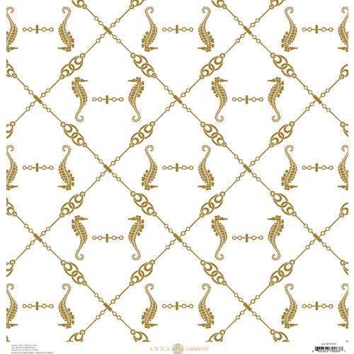 Anna Griffin - Seafarer Collection - 12 x 12 Cardstock with Foil Accents - Ivory Seahorse