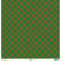 Anna Griffin - Christmas Plaid Collection - 12 x 12 Paper with Foil Finish - Green Diamond