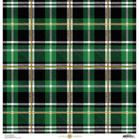 Anna Griffin - Christmas Plaid Collection - 12 x 12 Paper with Foil Finish - Green Tartan
