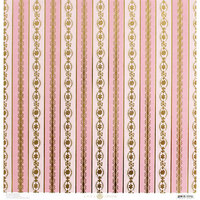 Anna Griffin - Vintage Valentine Collection - 12 x 12 Cardstock with Foil Accents - Pink Striped