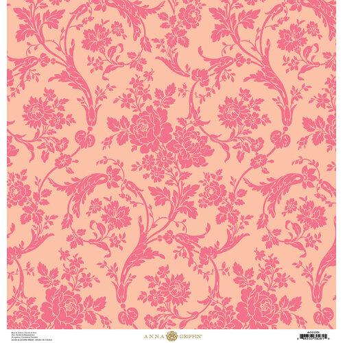 Anna Griffin - Damask Collection - 12 x 12 Cardstock - Coral Floral