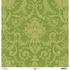 Anna Griffin - Damask Collection - 12 x 12 Cardstock - Green