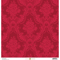 Anna Griffin - Christmas Damask Collection - 12 x 12 Paper - Red Rose
