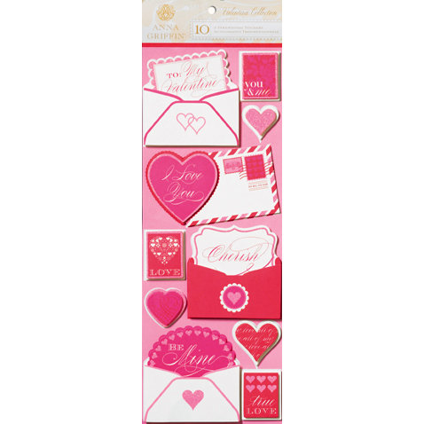 Anna Griffin - Valentina Collection - Glittered 3 Dimensional Stickers - Art, CLEARANCE