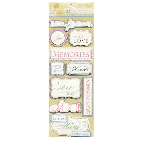 Anna Griffin - Cecile Collection - Glittered 3 Dimensional Stickers - Titles, CLEARANCE