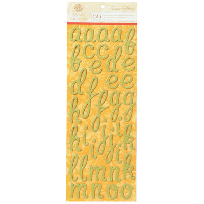 Anna Griffin - Carmen Collection - Glittered Chipboard Stickers - Alphabet - Green