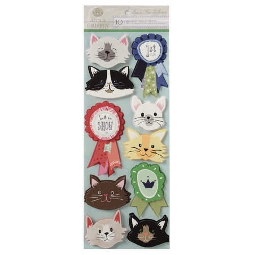 Anna Griffin - Best In Show Collection - 3 Dimensional Stickers - Art - Cats