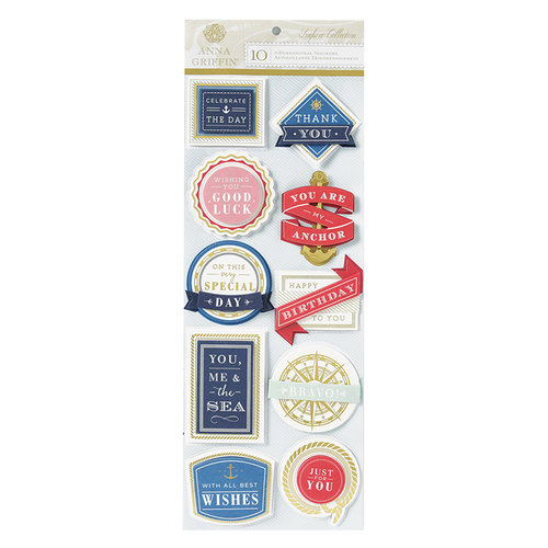 Anna Griffin - Seafarer Collection - 3 Dimensional Stickers - Title