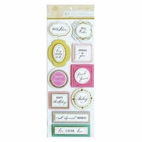 Anna Griffin - Lila Collection - 3 Dimensional Stickers - Sentiment with Foil Accents