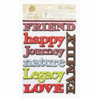 Anna Griffin - Flora Collection - 3 Dimensional Chipboard Stickers - Titles, CLEARANCE