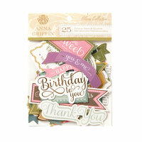 Anna Griffin - Olivia Collection - Foiled Die Cut Pieces - Titles