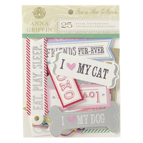 Anna Griffin - Best In Show Collection - Die Cut Cardstock Pieces - Sentiments