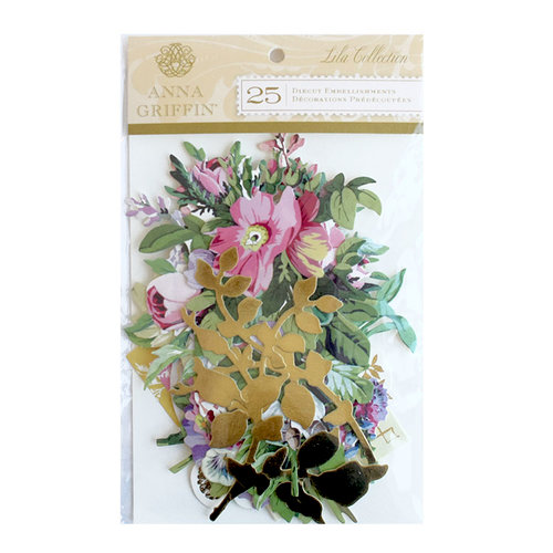 Anna Griffin - Lila Collection - Die Cut Cardstock Pieces with Foil Accents