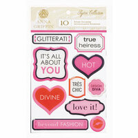 Anna Griffin - Peyton Collection - Epoxy Stickers - Phrases, CLEARANCE