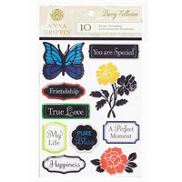 Anna Griffin - Darcey Collection - Epoxy Stickers - Words and Icons, BRAND NEW