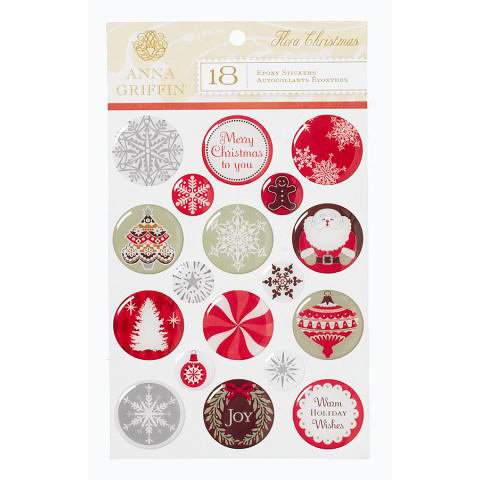 Anna Griffin - The Flora Christmas Collection - Epoxy Stickers - Holiday , CLEARANCE