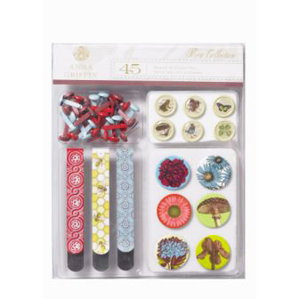 Anna Griffin - Flora Collection - Brads and Clips Set, CLEARANCE