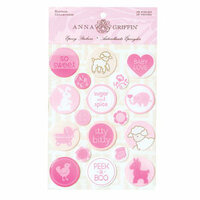 Anna Griffin - Hannah Collection - Epoxy Stickers - Pink, CLEARANCE