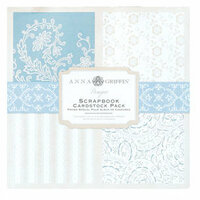Anna Griffin - Hannah Collection - 8x8 Flocked and Embossed Cardstock Pack - Blue, CLEARANCE
