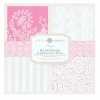 Anna Griffin - Hannah Collection - 8x8 Flocked and Embossed Cardstock Pack - Pink