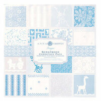 Anna Griffin - Hannah Collection - 12x12 Flocked and Embossed Cardstock Pack - Blue