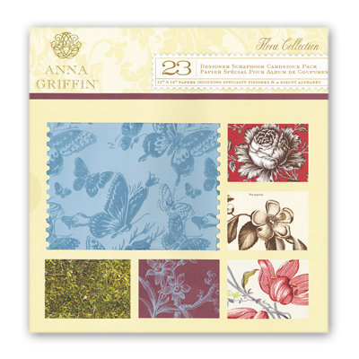 Anna Griffin - Flora Collection - 12 x 12 Flocked and Die Cut Cardstock Pack, CLEARANCE