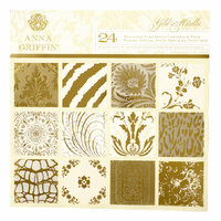 Anna Griffin - Gold Metallic Collection - 12 x 12 Cardstock Pack - Gold Foil