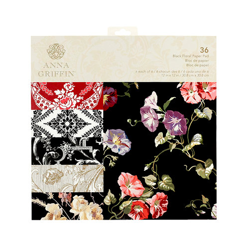Anna Griffin - 12 x 12 Paper Pad - Black Floral