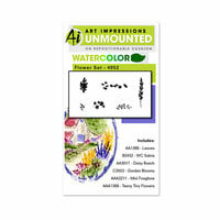 Art Impressions - Watercolor Collection - Unmounted Rubber Stamp Set - Flower Set