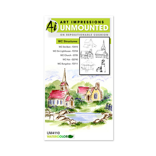 Art Impressions - Watercolor Collection - Unmounted Rubber Stamp Set - Structures